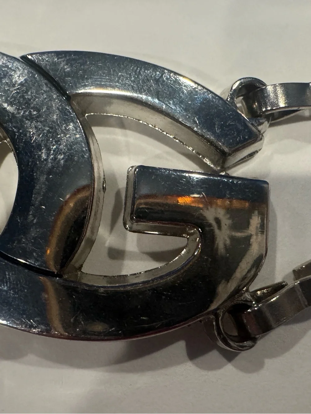 Silver Interlocking DG Logo Belt Buckle - Women